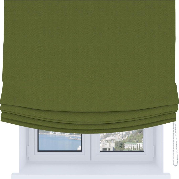 Римская штора Soft с мягкими складками, ткань блэкаут однотонный цвет оливковый
