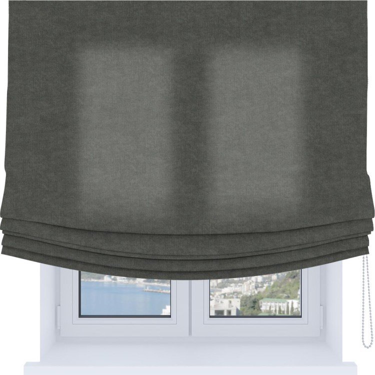 Римская штора «Кортин», канвас тёмно-серый, Soft с мягкими складками