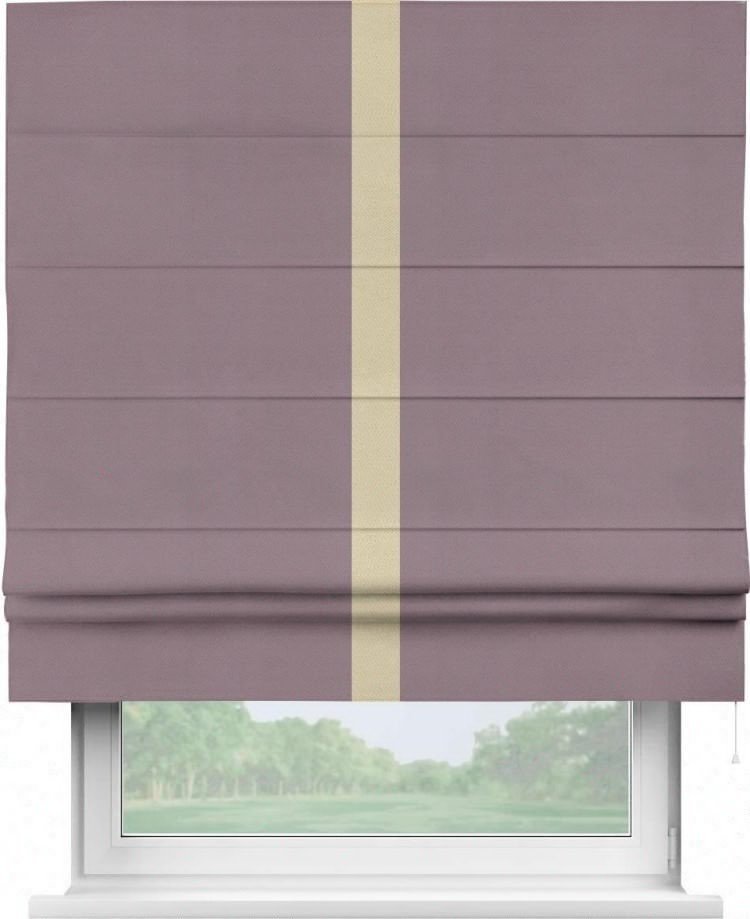 Римская штора «Кортин» с кантом Хайвэй, для проема, ткань блэкаут однотонный брусника
