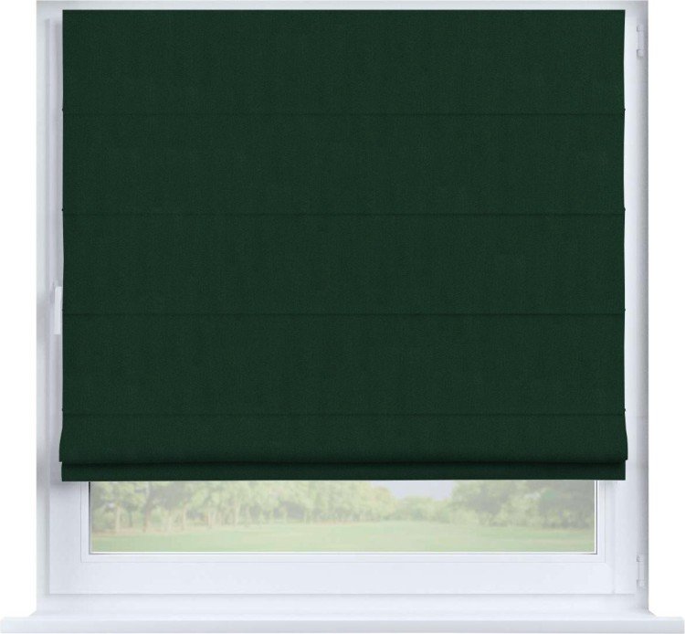 Римская штора «Кортин», блэкаут однотонный зелёный, на створку